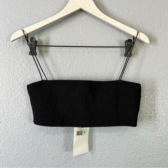 NEW Toteme Black Smocked Stretch Bikini Top size large - Picture 2 of 5